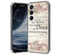 Clear Case for Samsung Galaxy S25 5G 6.2", Anti-Scratch Slim Soft TPU Bumper Cover with Shockproof 4-Corner Air-Cushion, Transparent Crystal Phone Case for Women Girl, Bible Flower 4-13