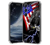 Clear Case for Samsung Galaxy S25 5G 6.2", Anti-Scratch Slim Soft TPU Bumper Cover with Shockproof 4-Corner Air-Cushion, Transparent Crystal Phone Case for Women Girl, Flag Eagle Lightning
