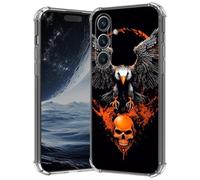 Clear Case for Samsung Galaxy S25 5G 6.2", Anti-Scratch Slim Soft TPU Bumper Cover with Shockproof 4-Corner Air-Cushion, Transparent Crystal Phone Case for Women Girl, Eagle Skull