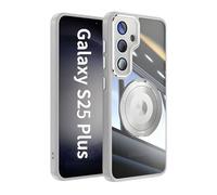 Clear Case for Samsung Galaxy S25, Compatible with MagSafe, 360-Degree Rotating Stand Military-Grade Shockproof, Scratch-Resistant Back, Magnetic Phone Case (Gray)