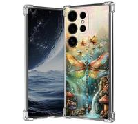 Clear Case for Samsung Galaxy S25 Ultra 5G 6.9", Anti-Scratch Slim Soft TPU Bumper Cover with Shockproof 4-Corner Air-Cushion, Transparent Crystal Phone Case for Women Girl, Glow Dragonfly