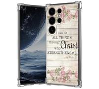 Clear Case for Samsung Galaxy S25 Ultra 5G 6.9", Anti-Scratch Slim Soft TPU Bumper Cover with Shockproof 4-Corner Air-Cushion, Transparent Crystal Phone Case for Women Girl, Bible Flower 4-13