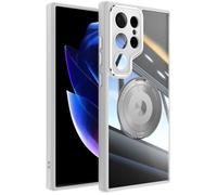 Clear Case for Samsung Galaxy S25 Ultra, Compatible with MagSafe, 360-Degree Rotating Stand Military-Grade Shockproof, Scratch-Resistant Back, Magnetic Phone Case (Gray)