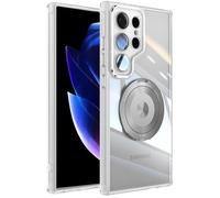 Clear Case for Samsung Galaxy S25 Ultra, Compatible with MagSafe, 360-Degree Rotating Stand Military-Grade Shockproof, Scratch-Resistant Back, Magnetic Phone Case (White)