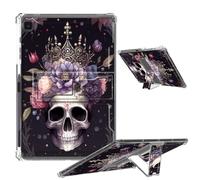Clear Case for Samsung Galaxy Tab A7 Lite 8.7" 2021 Soft TPU Cover with Foldable Kickstand & Pencil Holder, Shockproof Cover for Galaxy Tab A7 Lite SM-T220/T225/T227, Skull with Crown
