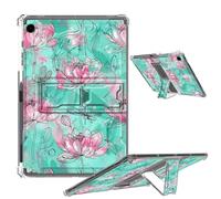 Clear Case for Samsung Galaxy Tab A9 8.7 inch 2023 Soft TPU Cover with Foldable Kickstand & Pencil Holder, Shockproof Cover for Galaxy Tab A9 SM-X110/X115/X117, Watercolor Pink Lotus