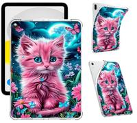 Clear Case for Samsung Galaxy Tab A9 8.7-Inch 2023, Support S Pen Charging Soft TPU Printed Design Protective Cover, Slim Shockproof Scratch-Resistant Transparent Shell, Pink Cute Cat