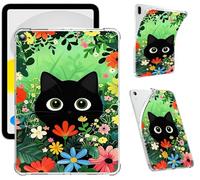 Clear Case for Samsung Galaxy Tab A9 8.7-Inch 2023, Support S Pen Charging Soft TPU Printed Design Protective Cover, Slim Shockproof Scratch-Resistant Transparent Shell, Flower Cat