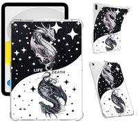Clear Case for Samsung Galaxy Tab A9 8.7-Inch 2023, Support S Pen Charging Soft TPU Printed Design Protective Cover, Slim Shockproof Scratch-Resistant Transparent Shell, Life Death Dragon
