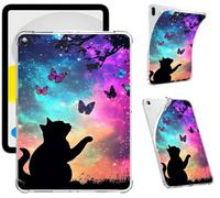 Clear Case for Samsung Galaxy Tab A9+/A9 Plus 11 inch 2023, Support S Pen Charging Soft TPU Printed Design Protective Cover, Slim Shockproof Scratch-Resistant Transparent Shell, Butterfly Cat