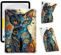 Clear Case for Samsung Galaxy Tab A9+/A9 Plus 11 inch 2023, Support S Pen Charging Soft TPU Printed Design Protective Cover, Slim Shockproof Scratch-Resistant Transparent Shell, Punk Cat