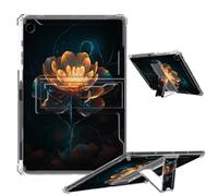 Clear Case for Samsung Galaxy Tab A9 Plus 10.9" 2023 Soft TPU Cover with Foldable Kickstand & Pencil Holder, Shockproof Cover for Galaxy Tab A9+ SM-X210/X216/X218, Orange Lotus