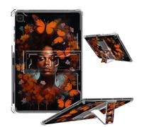 Clear Case for Samsung Galaxy Tab S6 Lite 10.4 inch 2024/2022/2020 with Foldable Kickstand & Pencil Holder, Shockproof Rugged Cover for Galaxy Tab S6 Lite Tablet, Butterflies Africa Woman