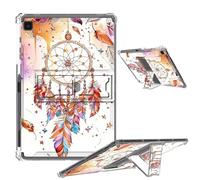 Clear Case for Samsung Galaxy Tab S6 Lite 10.4 inch 2024/2022/2020 with Foldable Kickstand & Pencil Holder, Shockproof Rugged Cover for Galaxy Tab S6 Lite Tablet, Dreamcatcher Feathers Beads