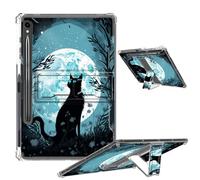 Clear Case for Samsung Galaxy Tab S9 11" 2023 Soft TPU Cover with Foldable Kickstand & Pencil Holder, Shockproof Rugged Cover for Galaxy Tab S9 2023 SM-X710/716B/718U, Moon Garden Cat