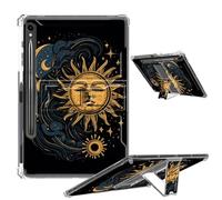 Clear Case for Samsung Galaxy Tab S9 11" 2023 Soft TPU Cover with Foldable Kickstand & Pencil Holder, Shockproof Rugged Cover for Galaxy Tab S9 2023 SM-X710/716B/718U, Sun Moon Stars