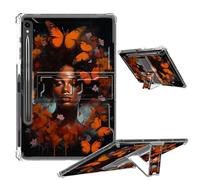 Clear Case for Samsung Galaxy Tab S9 11" 2023 Soft TPU Cover with Foldable Kickstand & Pencil Holder, Shockproof Rugged Cover for Galaxy Tab S9 2023 SM-X710/716B/718U, Butterflies Africa Woman