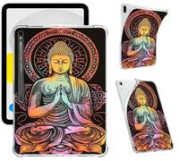 Clear Case for Samsung Galaxy Tab S9 11 Inch 2023, Support S Pen Charging Soft TPU Printed Design Protective Cover, Slim Shockproof Scratch-Resistant Transparent Shell, Buddha