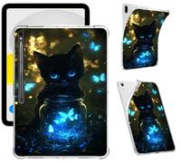 Clear Case for Samsung Galaxy Tab S9 11 Inch 2023, Support S Pen Charging Soft TPU Printed Design Protective Cover, Slim Shockproof Scratch-Resistant Transparent Shell, Cat Butterfly