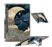 Clear Case for Samsung Galaxy Tab S9 FE 5G 2023 Soft TPU Cover with Foldable Kickstand & Pencil Holder, Shockproof Case for Galaxy Tab S9 FE 10.9'' SM-X510/X516B/X518U, Blue Gold Moon Stars