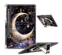 Clear Case for Samsung Galaxy Tab S9 FE 5G 2023 Soft TPU Cover with Foldable Kickstand & Pencil Holder, Shockproof Case for Galaxy Tab S9 FE 10.9'' SM-X510/X516B/X518U, Crescent Stars in Sky