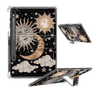 Clear Case for Samsung Galaxy Tab S9 FE 5G 2023 Soft TPU Cover with Foldable Kickstand & Pencil Holder, Shockproof Case for Galaxy Tab S9 FE 10.9'' SM-X510/X516B/X518U, Sun Moon Clouds Stars