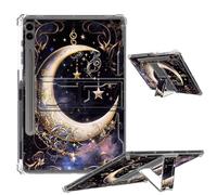 Clear Case for Samsung Galaxy Tab S9 FE Plus 12.4 Inch 2023 Soft TPU Cover with Foldable Kickstand & Pencil Holder, Shockproof Rugged Case for Galaxy Tab S9 FE+ Tablet, Crescent Stars in Sky