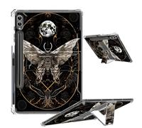 Clear Case for Samsung Galaxy Tab S9 Plus 12.4" 2023 with Foldable Kickstand & Pencil Holder, Shockproof Case for Galaxy Tab S9+ Tablet SM-X810/SM-X816B/SM-X818U, Moth Crescent Moon
