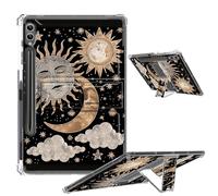 Clear Case for Samsung Galaxy Tab S9 Plus 12.4" 2023 with Foldable Kickstand & Pencil Holder, Shockproof Case for Galaxy Tab S9+ Tablet SM-X810/SM-X816B/SM-X818U, Sun Moon Clouds Stars