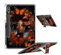 Clear Case for Samsung Galaxy Tab S9 Plus 12.4" 2023 with Foldable Kickstand & Pencil Holder, Shockproof Case for Galaxy Tab S9+ Tablet SM-X810/SM-X816B/SM-X818U, Butterflies Africa Woman