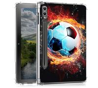 Clear Case for Samsung Galaxy Tab S9 Plus 2023/S10 Plus [SM-X810/SM-X816B/SM-X818U] 12.4"- Slim Lightweight Transparent Shockproof Protective Cover,Fire Soccer