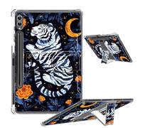 Clear Case for Samsung Galaxy Tab S9 Ultra 2023 with Foldable Kickstand & Pencil Holder, Shockproof Case for Galaxy Tab S9 Ultra Tablet SM-X910/SM-X916B/SM-X918U, Tiger Moon