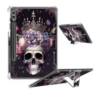 Clear Case for Samsung Galaxy Tab S9 Ultra 2023 with Foldable Kickstand & Pencil Holder, Shockproof Case for Galaxy Tab S9 Ultra Tablet SM-X910/SM-X916B/SM-X918U, Skull with Crown