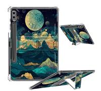 Clear Case for Samsung Galaxy Tab S9 Ultra 2023 with Foldable Kickstand & Pencil Holder, Shockproof Case for Galaxy Tab S9 Ultra Tablet SM-X910/SM-X916B/SM-X918U, Moon Mountains