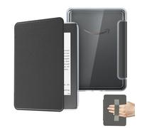 Clear Case with Cover and Hand Strap for 7'' Kindle Paperwhite 12th Gen 2024/Signature Edition Works with Page Turner, Foldable Case for Colorsoft Signature Edition 1st Gen(2024) with Auto Sleep Wake