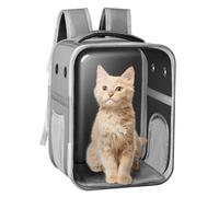 Clear Cat Backpack Carrier Dog and Cats Backpack Bubble, Space Capsule Cat Bag Carrier, Breathable and Suitable Panorama Pet Backpacks for Biking/Traveling/Camping/Walking (Grey)