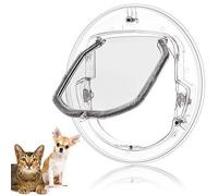 Clear Cat Flap, Glass Fitting 4-Way Locking Pet Door With Brush and Magnet Control for Cats, Dogs, Puppies - Suitable for Sliding Glass Door, Window, Screen Window