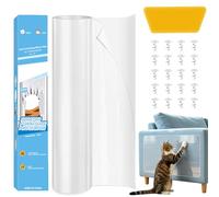 Clear Cat Scratch Furniture Protector Tape, Low Residue Anti Scratch Guard for Sofas, Couches, Doors, Walls & Carpets, Pet Scratch Deterrent Film to Stop Cats & Dogs Scratching Furniture, 30cm x 3m