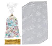 Clear Cellophane Bags 100PCS Snowflake Cellophane Sweet Bags with Twist Ties Flat Bottom Christmas Sweet for Candy Biscuit Cookies.