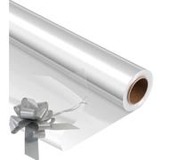 3m x 80cm Clear Cellophane Wrap & Silver Pull bow cut off large roll and folded for postage. Cellophane wrap for hampers.