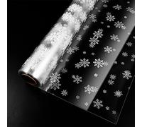 Clear Cellophane Wrap Roll Snowflake Xmas Pattern Decorated Gift Wrap Cellophane| 3 Mil Thick| Gifts, Treats, Wrapping, Presents, Wine Bottles, Bridal (3000x86cm)