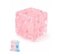 Clear Cheese Squishy Slow Rising Stress Ball Transparent Ice Cube Fidget Toy with Soft Squeeze Feel Cute ASMR Sensory Desk Decor for Anxiety Relief ADHD Focus(Pink,M-2.76in)