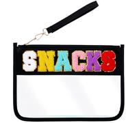 Clear Chenille Letter Makeup Organizer Bag - Multi-Use Zippered Pouch with Wrist Strap for Cosmetics, Coin Storage & Travel Essentials (Waterproof)