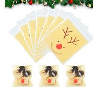 Clear Christmas Bags - 100PCS Self Adhesive Cookie & Treat Bags for Sweets, Presents & Parties