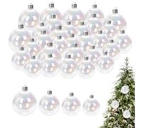 Clear Christmas Balls 30PCS 1.2/1.6/2/2.4in Shatterproof Clear Baubles Plastic Shiny Hanging Iridescent Ornaments Balls for Holiday Party Tree Decorations Home Kitchen Tools