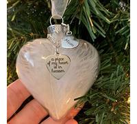 Clear Christmas Decorations Feather Ball, Fillable Heart Shaped Clear Ornament Ball, A Piece of My Heart is in Heaven Pendants Memorial Ornament Feather Ball Xmas Tree Hanging Ornament, 10cm, mum