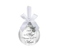 Clear Christmas Memorial Ornament Feather Ball A Piece of My Heart is in Heaven Bauble In Loving Memory for Loss of Mum Dad Hanging Xmas Tree Decoration Grave Ornament (1 Clear Pendant)