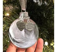 Clear Christmas Memorial Ornament Feather Ball, A Piece of My Heart is in Heaven, Christmas Tree Memorial Hanging Pendant Gift for Mom, Dad, Son, Daughter,Sister, Brother, Grandma, Grandpa 2.4''/60 mm