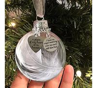 Clear Christmas Memorial Ornament Feather Ball, A Piece of My Heart is in Heaven, Christmas Tree Memorial Hanging Pendant Gift for Mom, Dad, Son, Daughter,Sister, Brother, Grandma, Grandpa 2.4''/60 mm