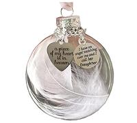 Clear Christmas Ornament Memorial Feather Ball, A Piece of My Heart is in Heaven, Christmas Tree Memorial Hanging Pendant Gift for Mom, Dad, Son, Daughter,Sister, Brother, Grandma, Grandpa